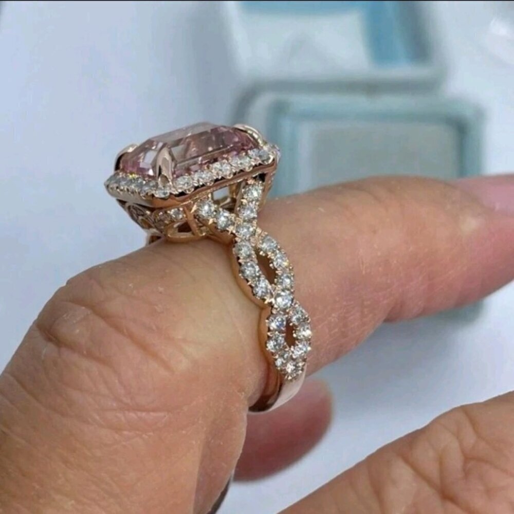 1Pcs Fashionable Shiny Rose Gold-Color Alloy Square Decorated Ring - Picture 5 of 6